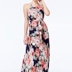 Long pleated floral dress